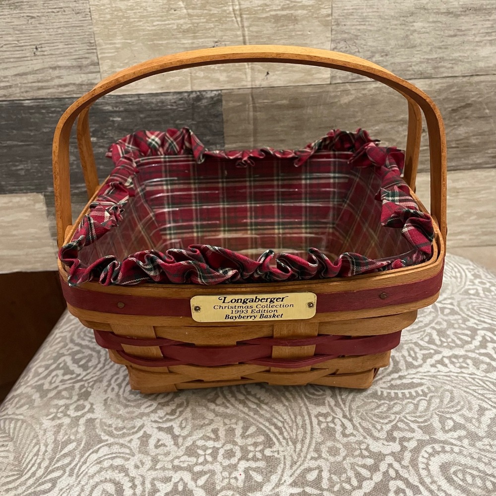 Longaberger Christmas Collection 1993 Bayberry Basket Protector with
 Liner 9"